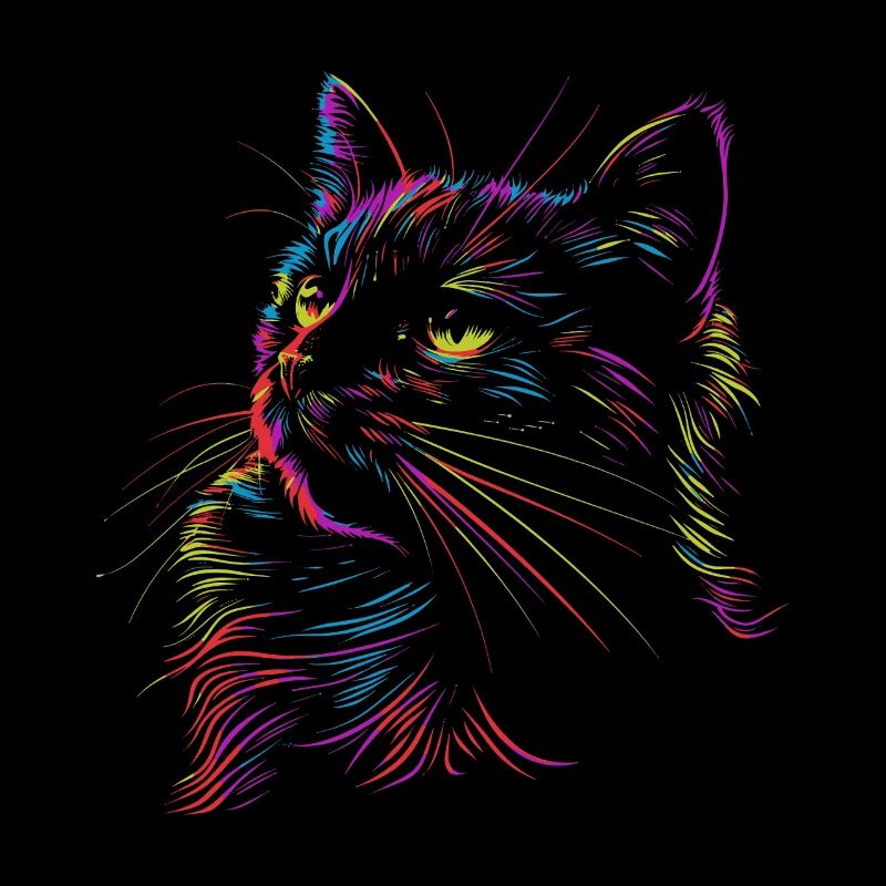 Bunte Katzenkunst im Skizzenstil
