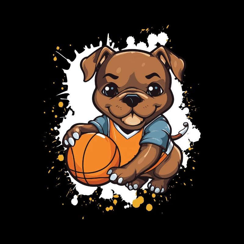 Chien de basket dans un style de bande dessinée