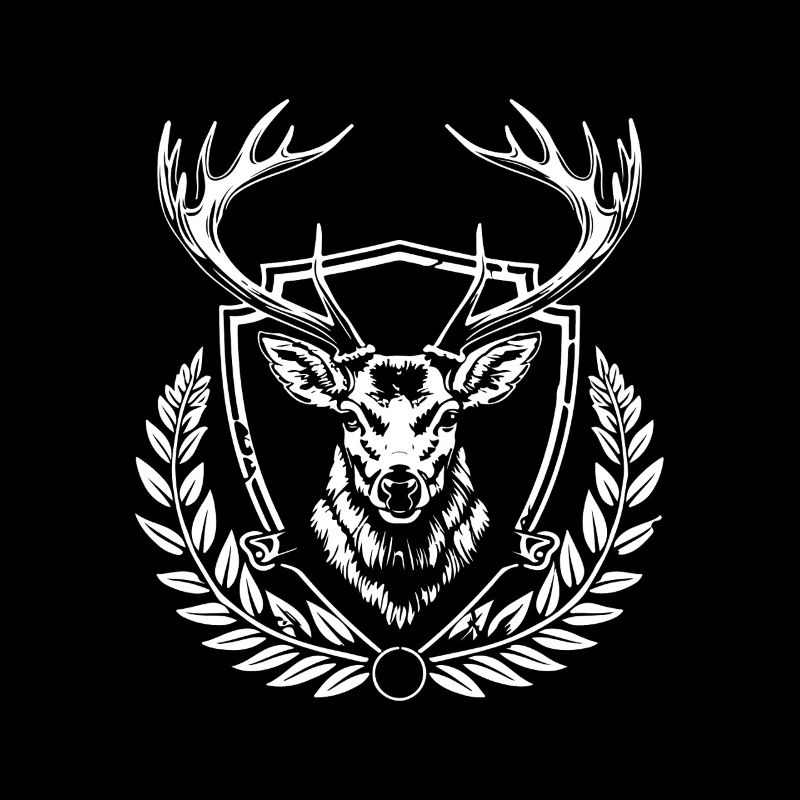 Blason de tête de cerf avec laurier