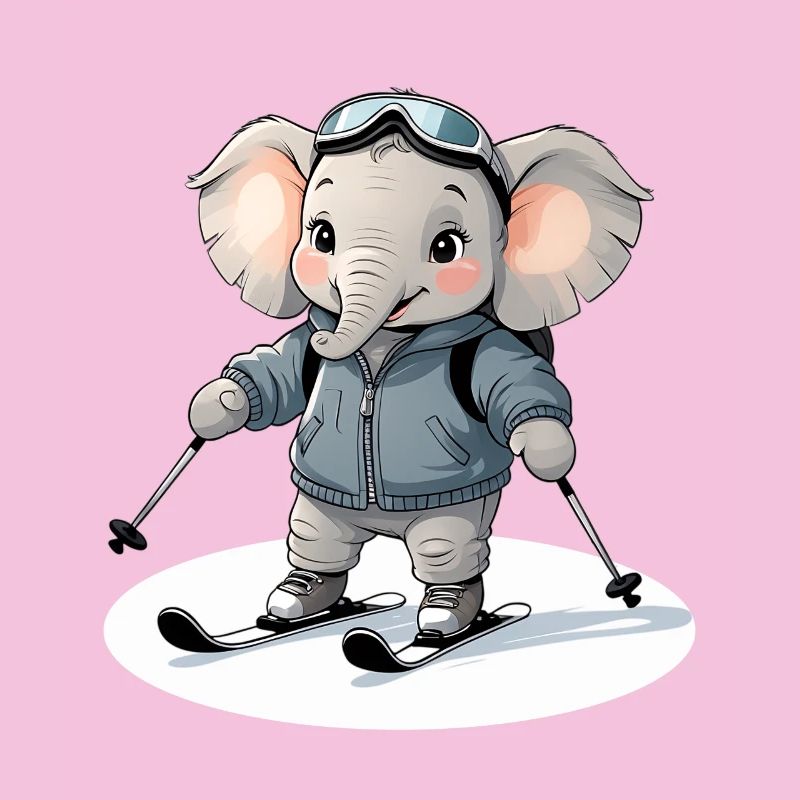 Sweat à capuche éléphant skiant