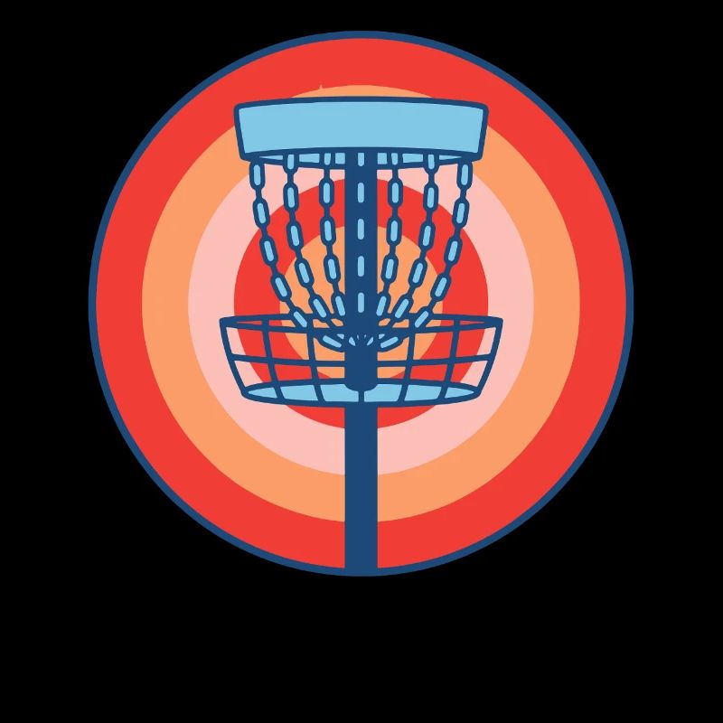 Disc Golf Basket Retro fliegende Discgolf-Szene