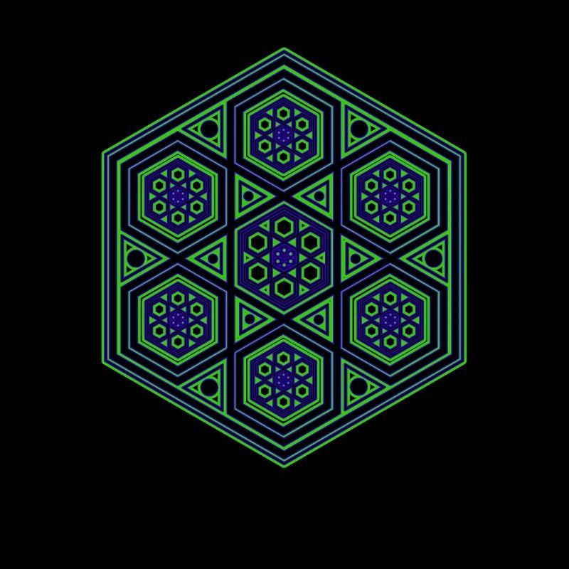 Yoga Meditation Dancing Kaleidoscope Hexagon Pattern