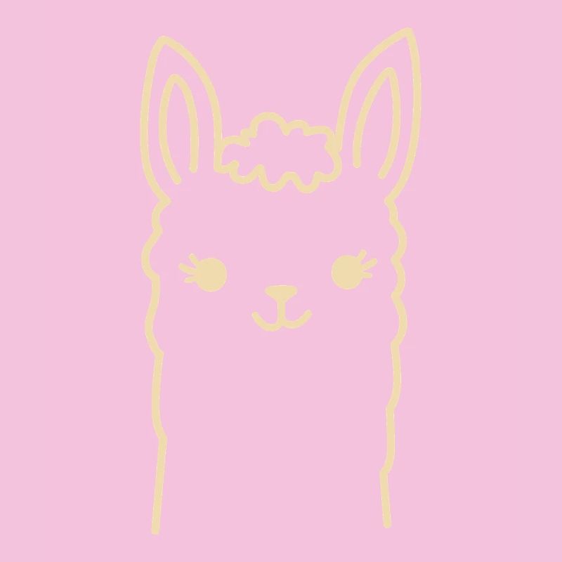 Süßes Alpaka Llama Kopf Line Art