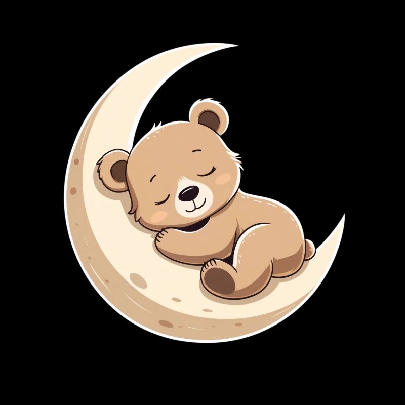 Ours câlin de lune dans un rêve