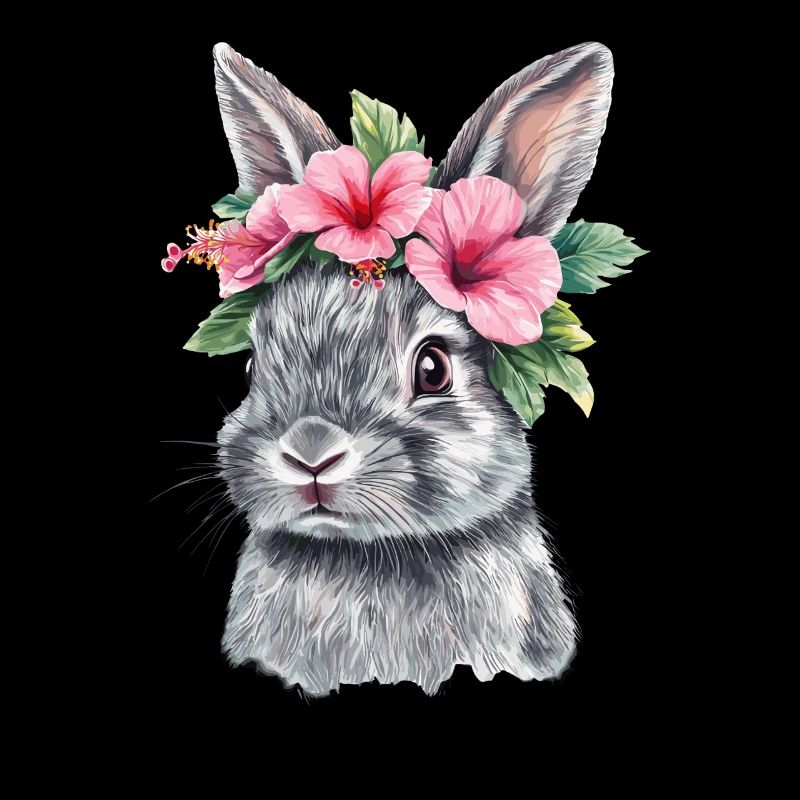 Rabbit with flower wreath
