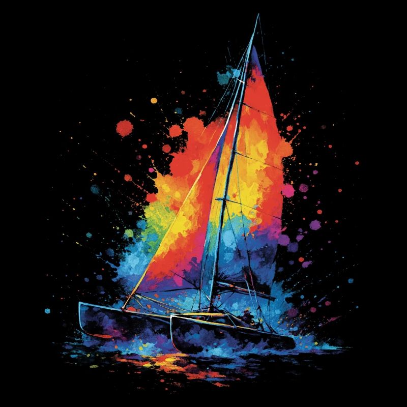 Catamaran - Voilier Multicoque splash art Colorée