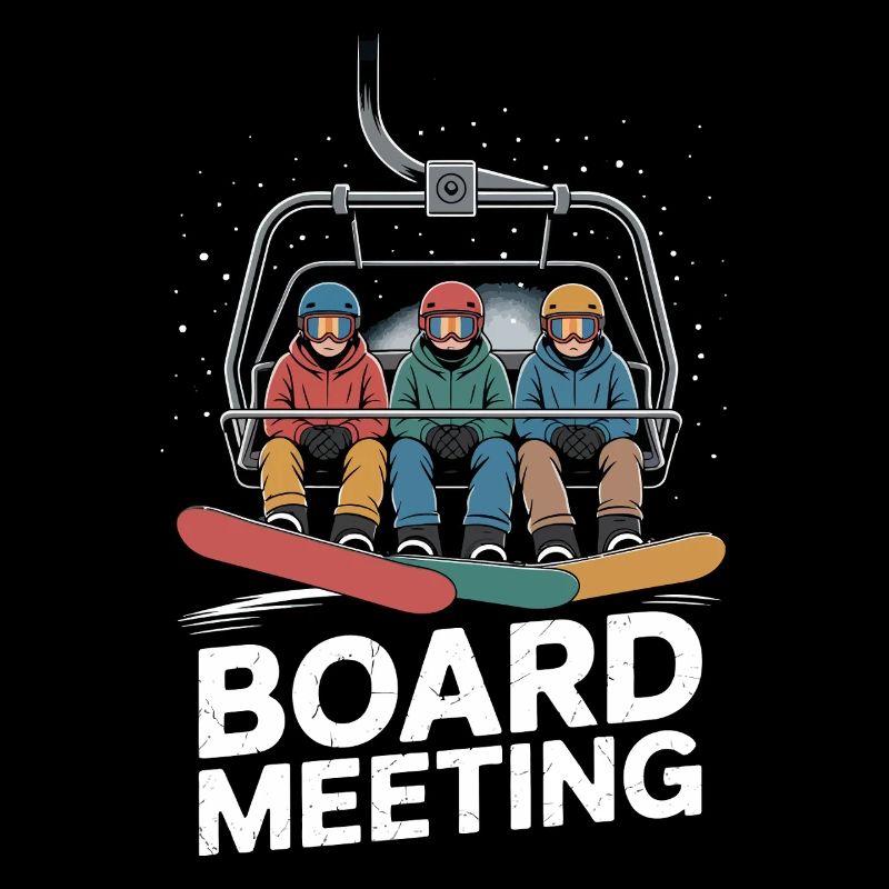 Lustige Snowboard-Vorstandssitzung