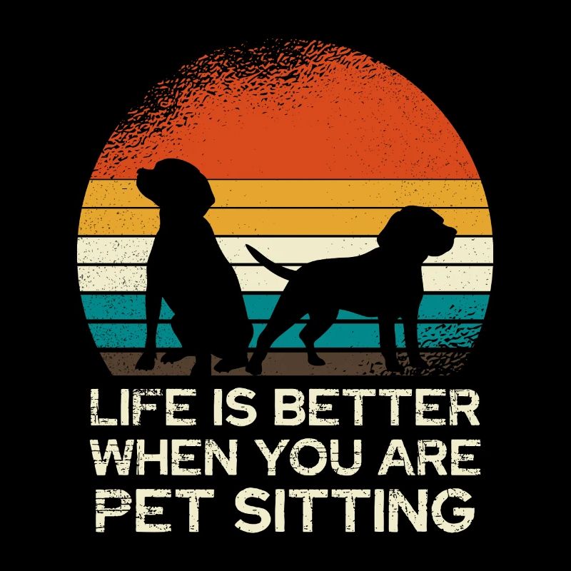 Retro Dog Sitting Sunset