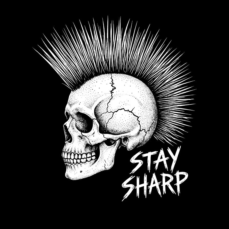 Stay Sharp Punk Skull – Irokese Totenkopf Design