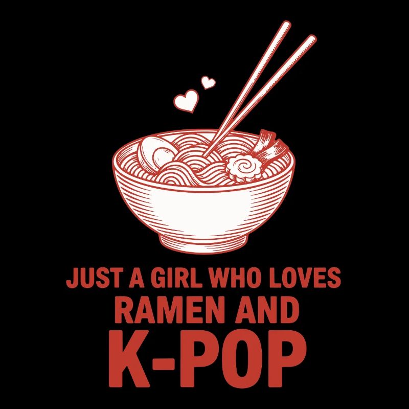 Nur ein Mädchen, das Ramen und koreanische K-Pop-Musik liebt