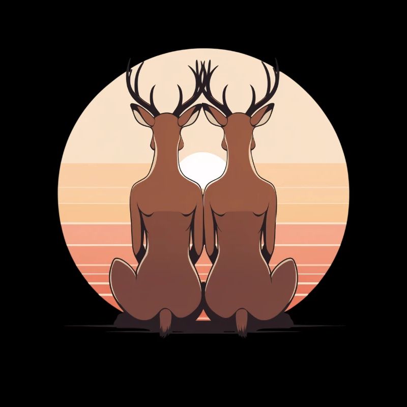 Two deer in the evening circle