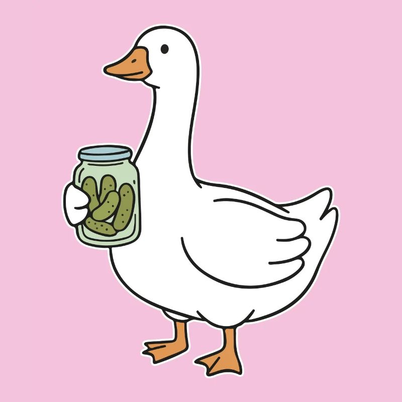 Ente mit Einmachglas Gurken