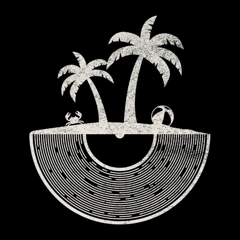 Art du coucher de soleil sur une île tropicale en vinyle