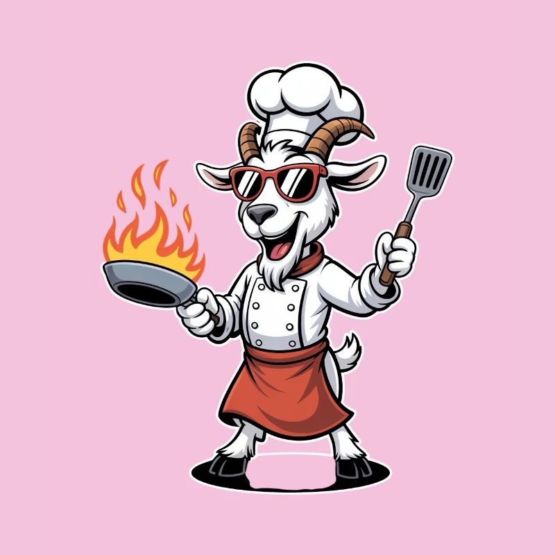 Goats Chef Cartoon Grill Master BBQ Kitchen
