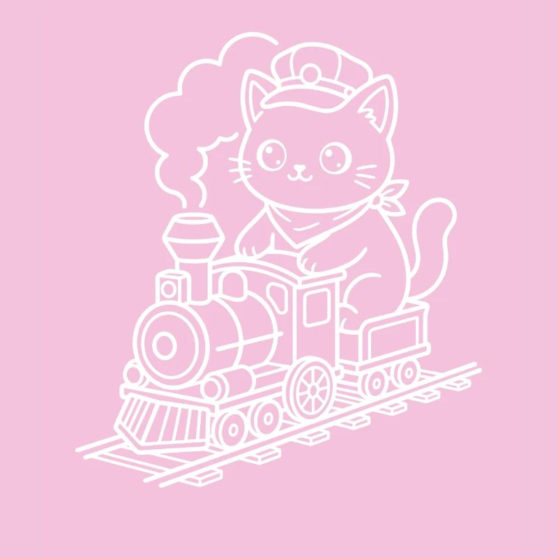 Train Lover Kawaii Cat