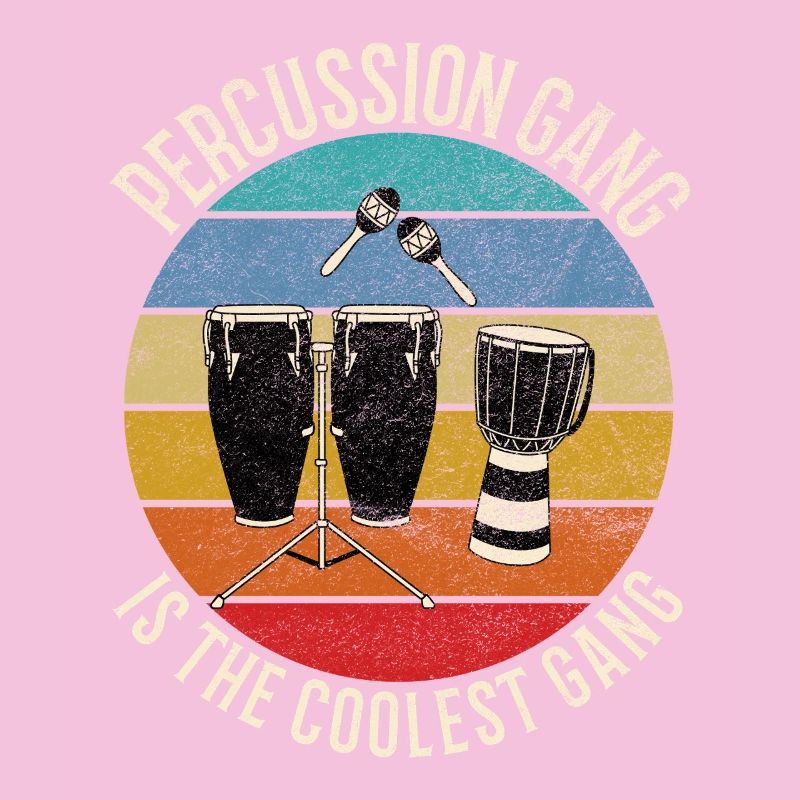 Percussion Gang Coolest Retro Sunset Drum Design