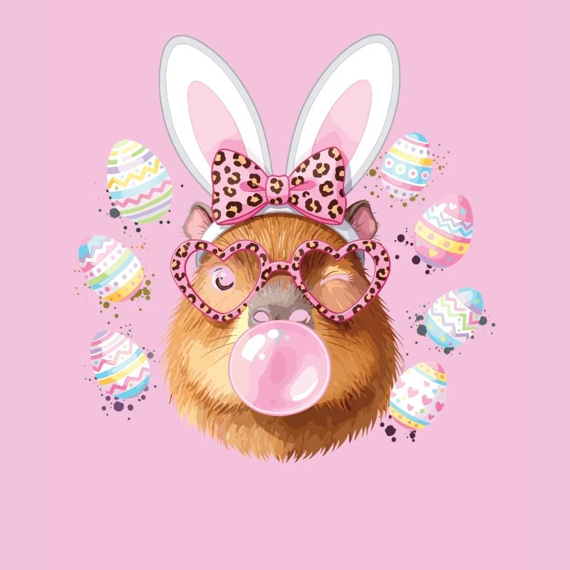 Capybara de lapin de Pâques avec lunettes léopard
