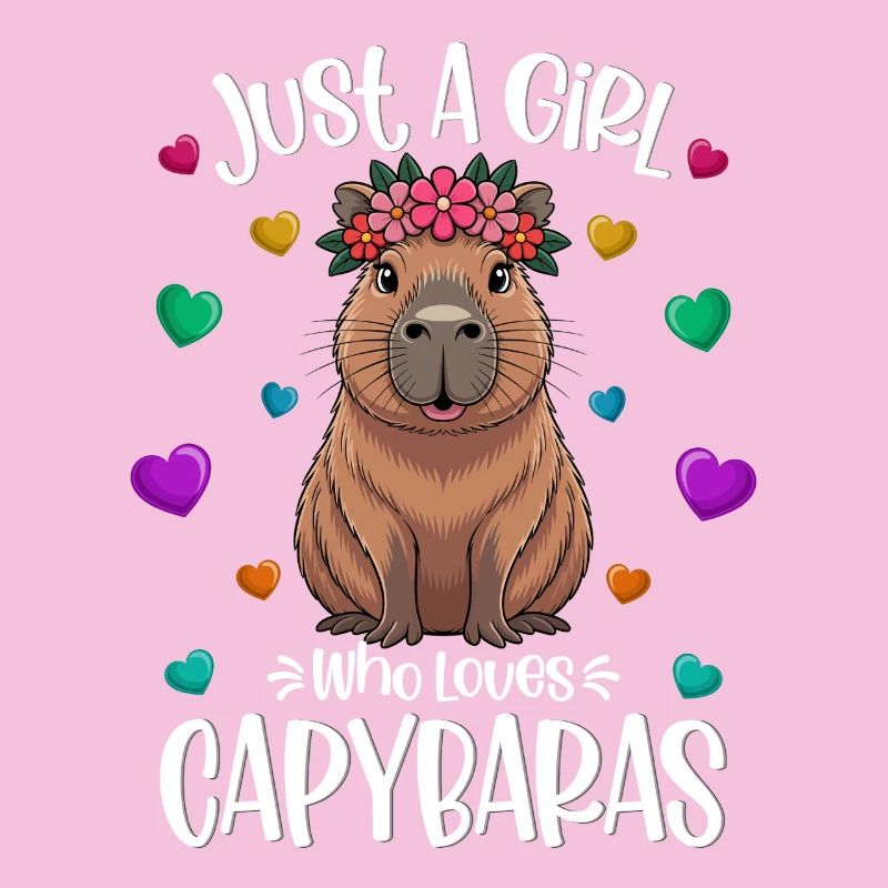 Fille amante du capybara doux