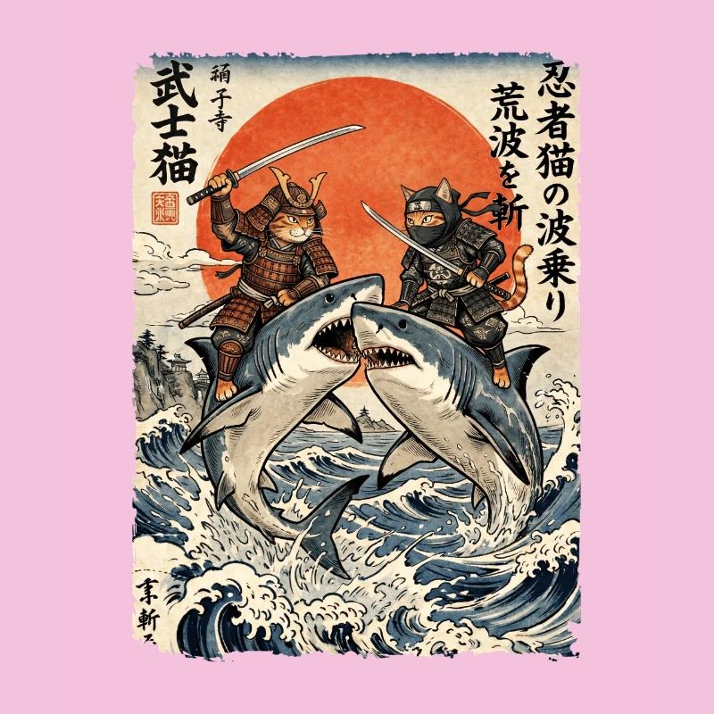 Samurai Cat, Ninja Cat, Shark, Japanese
