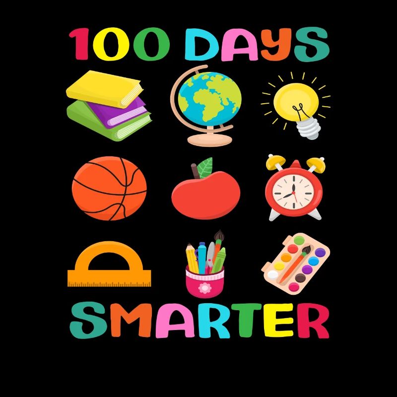 100 Days Smart School Icons Design