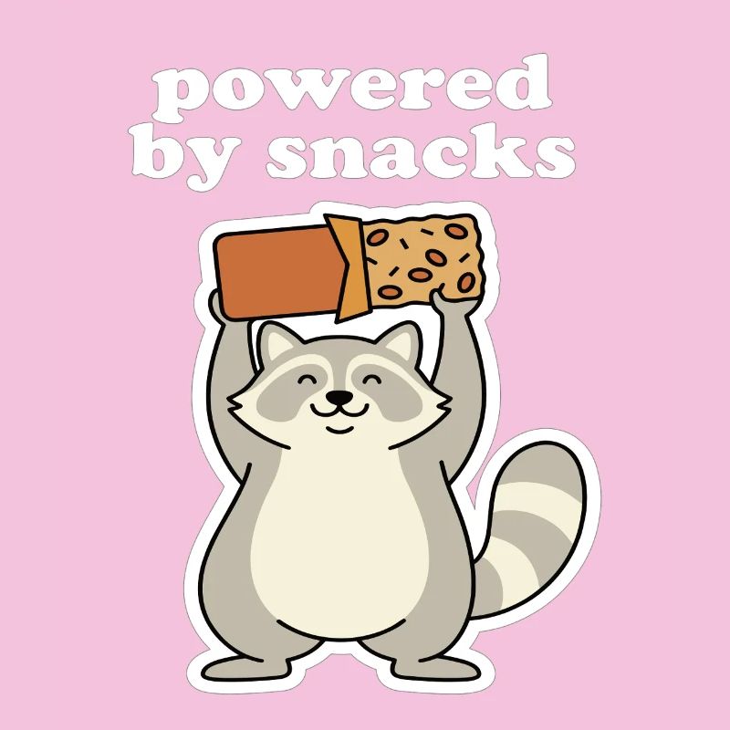 Powered by Snacks Raccoon Motif