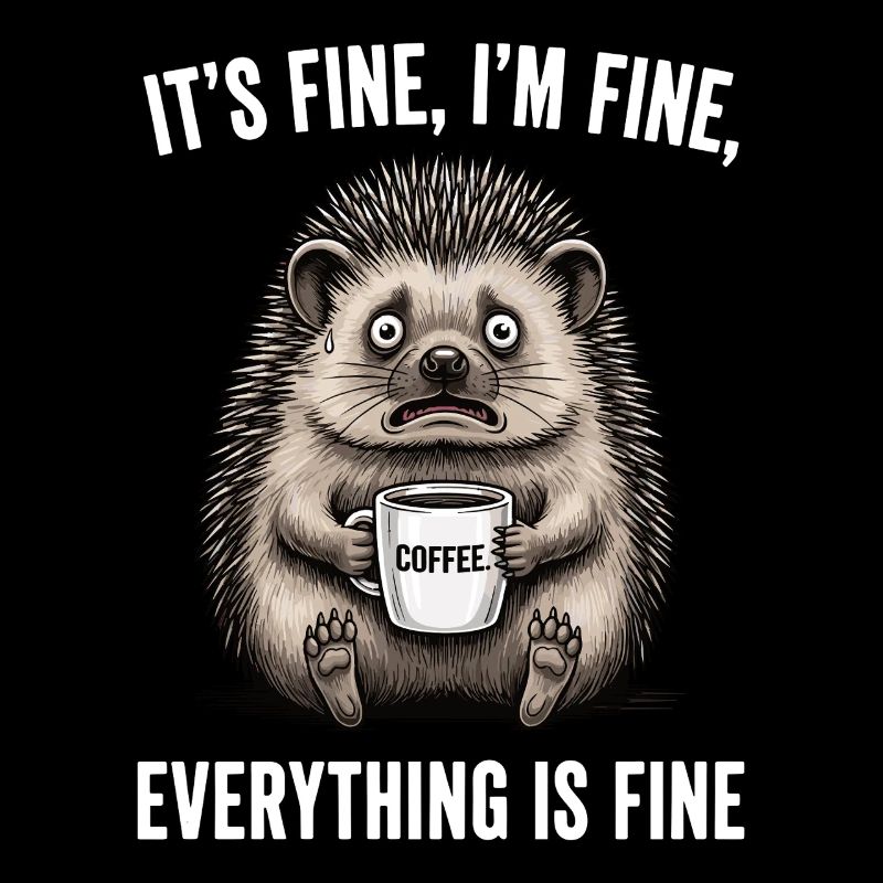 Its Fine Im Fine Coffee Hedgehog Humor