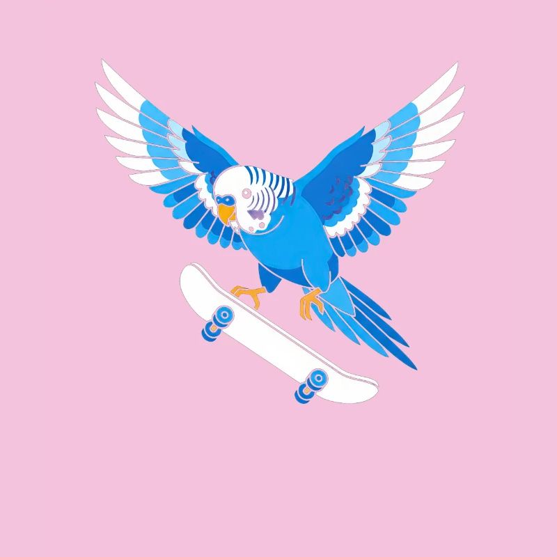 Blauer Papagei auf Skateboard