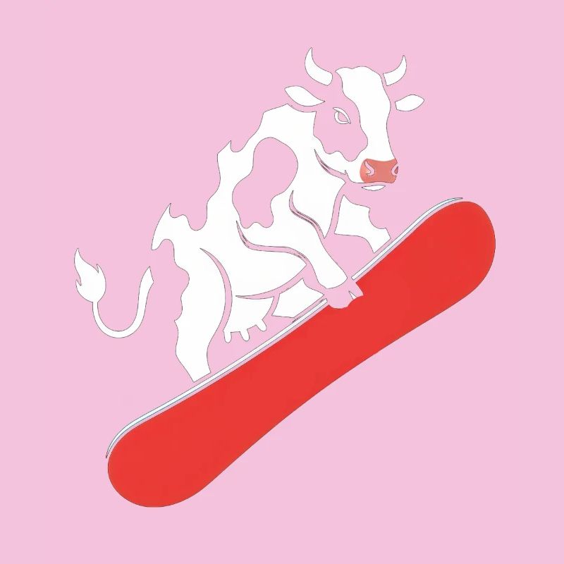 Kuh auf Skateboard