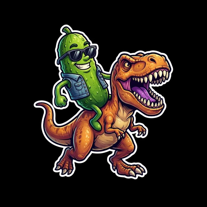 Sour cucumber rides dinosaur
