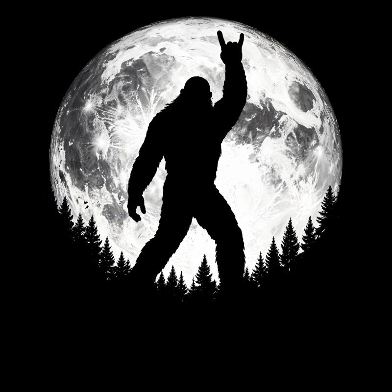 Bigfoot Rock Auf Schild Sasquatch Yeti Moon