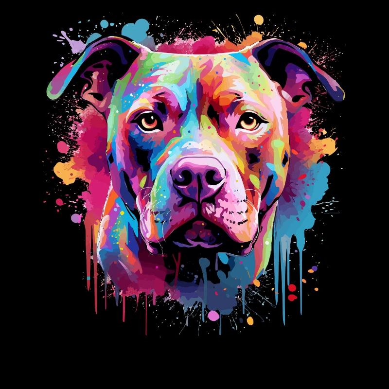Pitbull Dog Splash Art Bunt