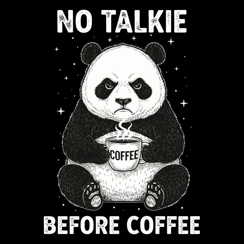 No conversation in front of coffee lover panda