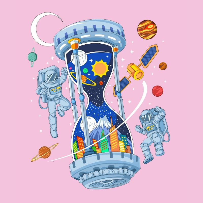 Space Hourglass Astronauts Galaxy Time