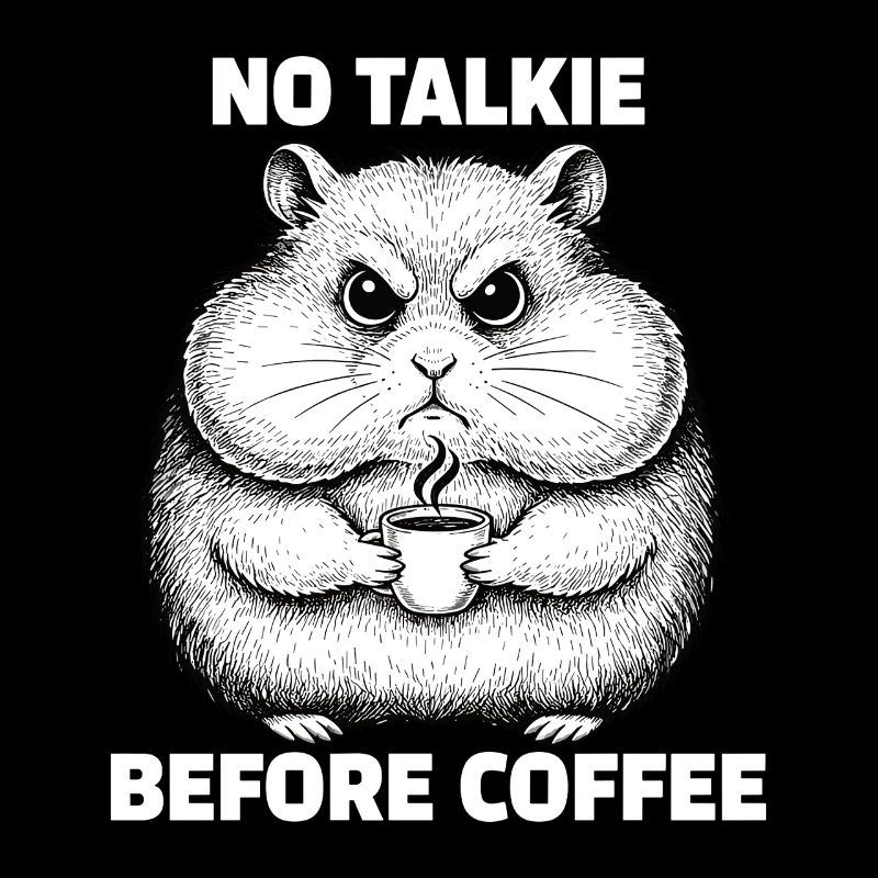 No conversation in front of coffee lover hamster
