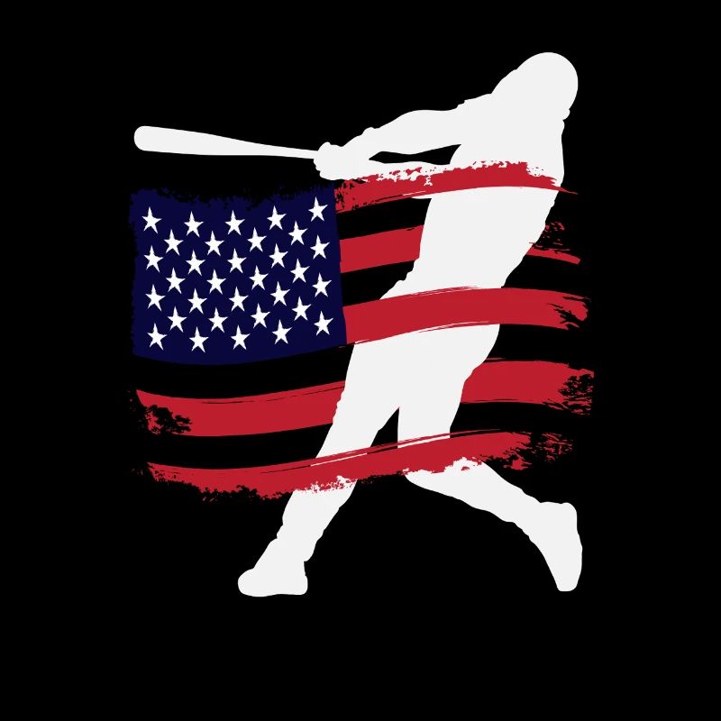 Silhouette du joueur de baseball du drapeau américain