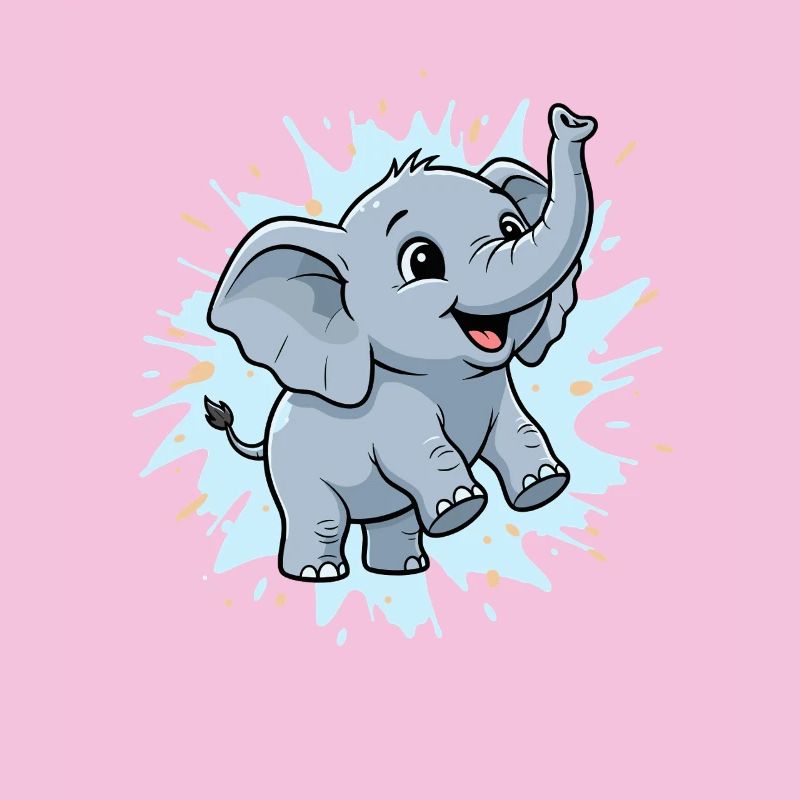 Süßer Elefant mit Farbspritzer