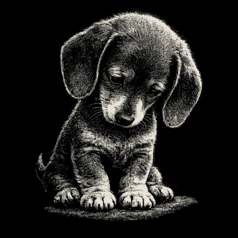 Teckel Chiot mignon, mignon, honte, art triste, triste