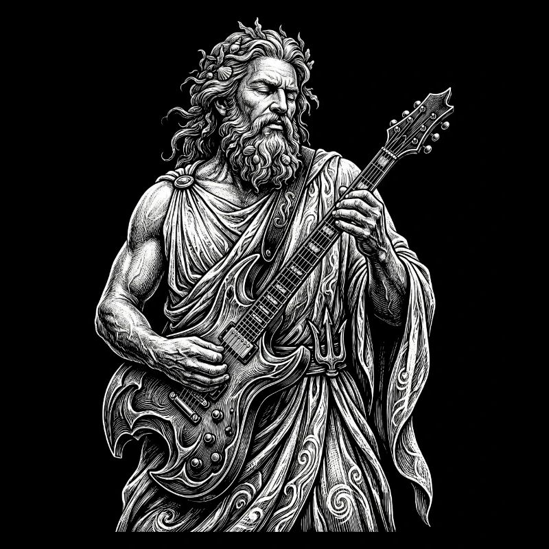 Poséidon joue de la guitare