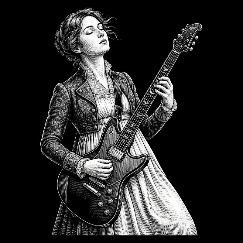 Jane Austen plays guitar