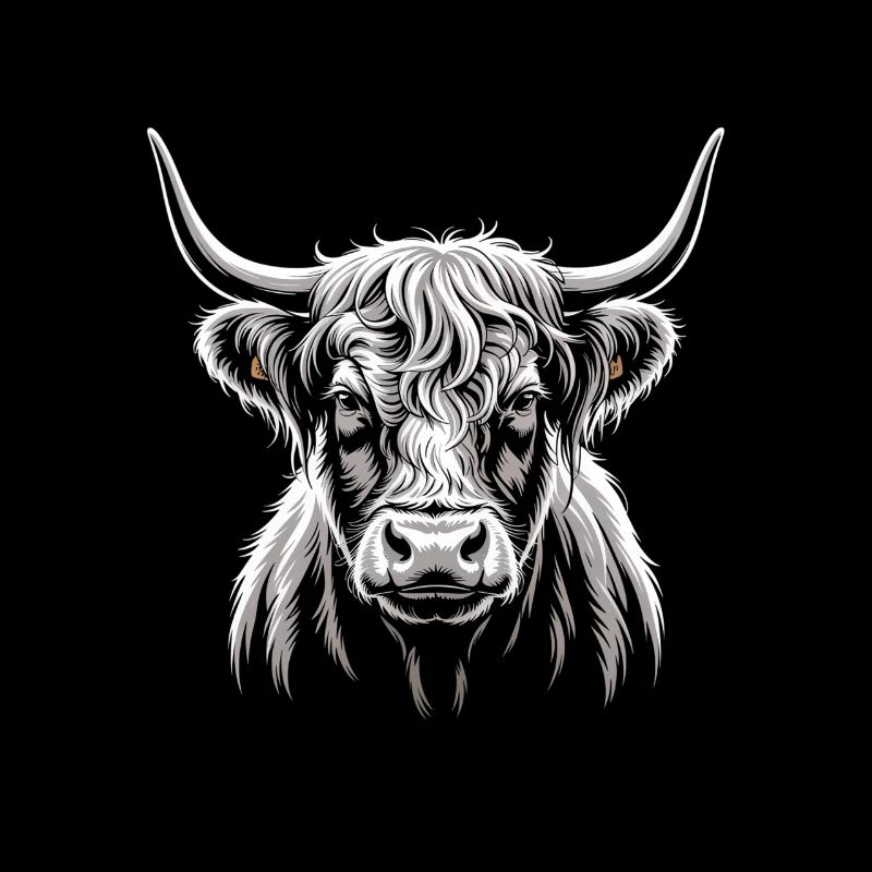 Highland Cattle Head Illustration