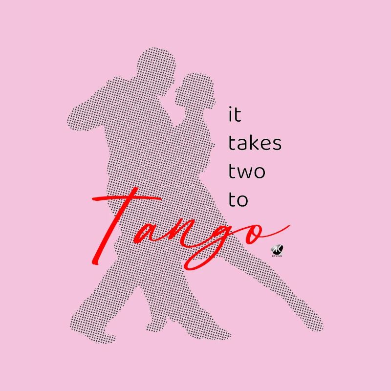 Dancing Tango Couple Silhouette with Inscription