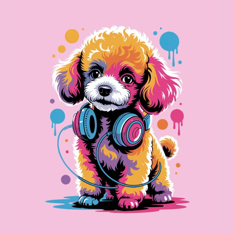 Caniche avec un casque