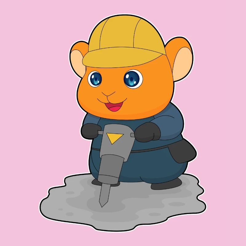 Hamster Bauarbeiter Presslufthammer Baustelle