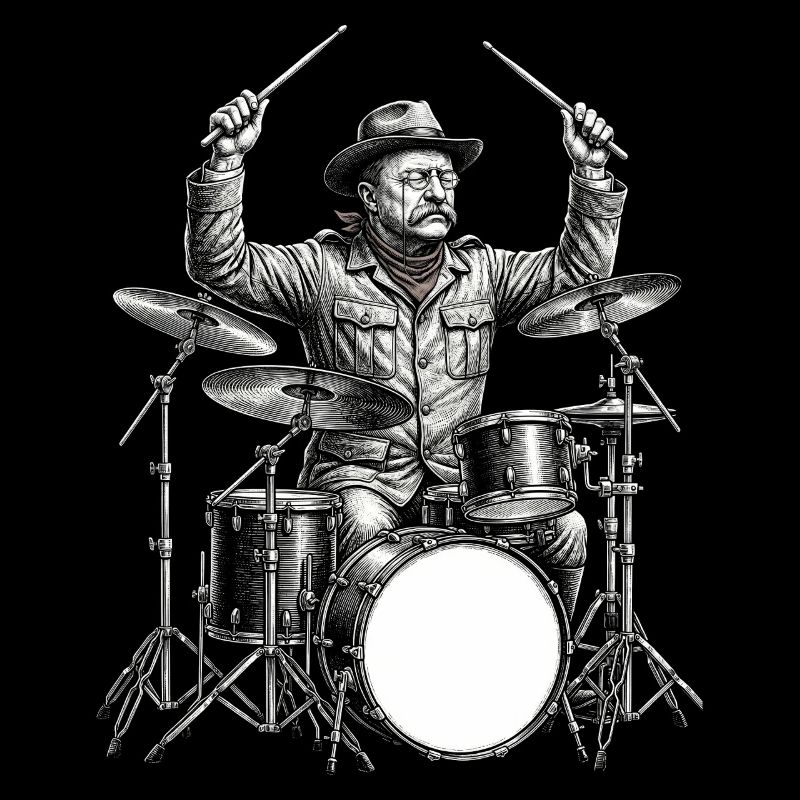 Theodore Roosevelt joue de la batterie