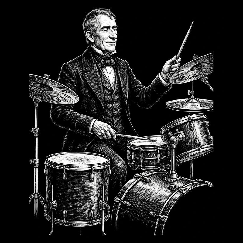 William Henry Harrison plays drums