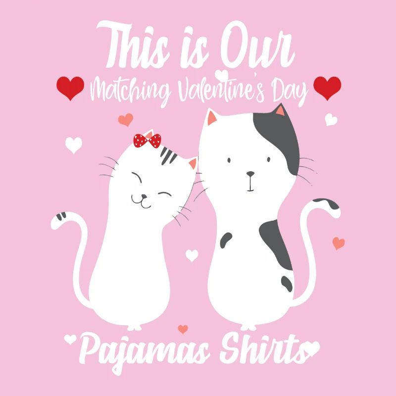T-shirts de pyjama du couple de chats de la Saint-Valentin