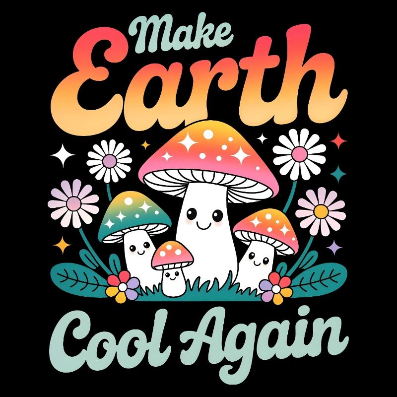 Make Earth Cool Again Kawaii Mushrooms