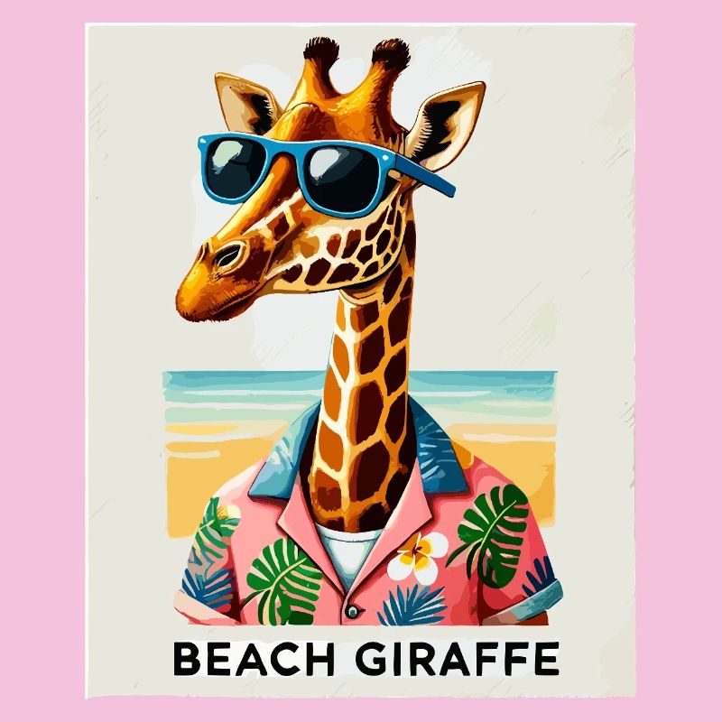 Girafe de plage avec lunettes de soleil