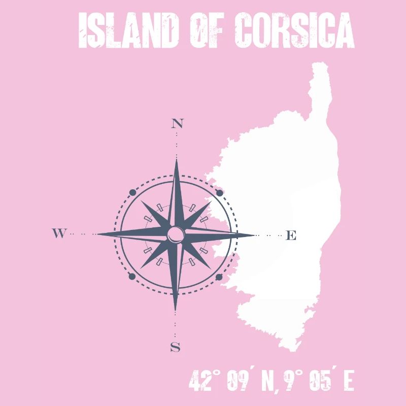 Corsica outline with coordinates compass