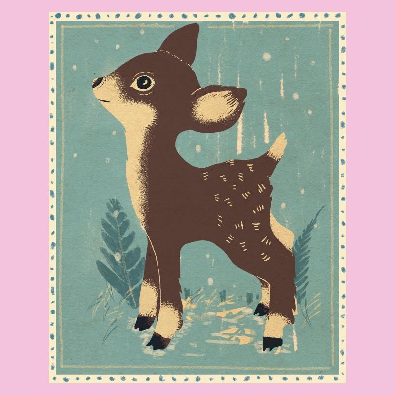 Cerfs dans la forêt rétro